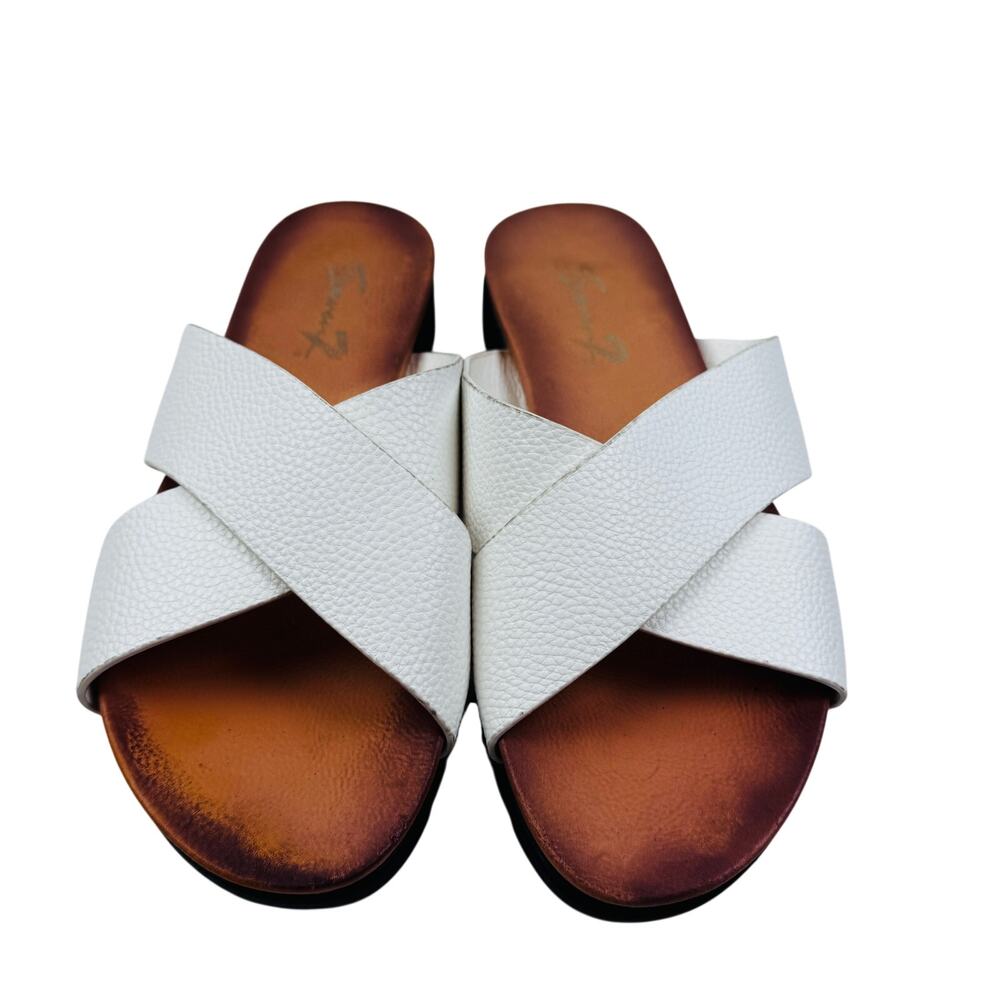 Seven7 White Faux Leather Jade Slide Comfort Slide Sandals Women's Size 11